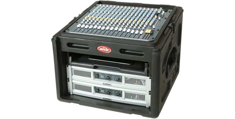 SKB Compact Rolling Rig Rack Case 19&quot; 10U superior / 6U frontal 20&quot; de profundidad de instalación