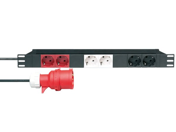 Rack power strip 19&quot; 1U with 3 seperate circuits