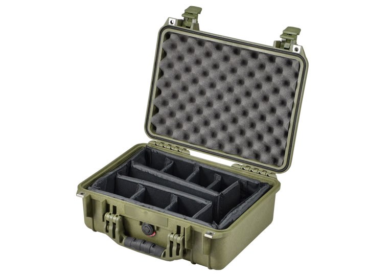 Peli Case 1450 con set di divisori imbottiti oliva