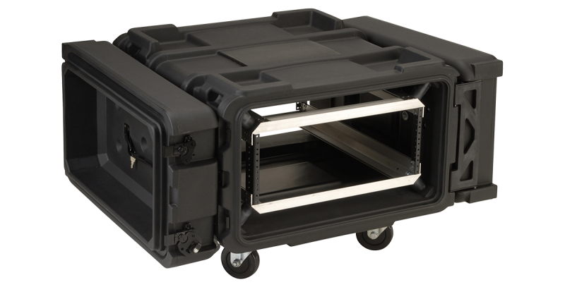 SKB Roto Shockmount Rack 19&quot; 4U 24&quot; profundidad de instalación con 4 ruedas